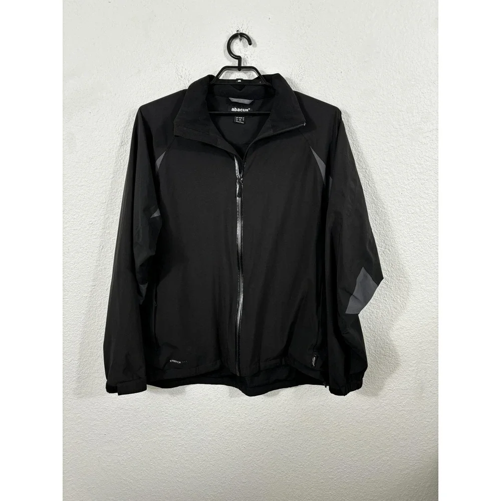 Abacus Jacket Mens 2XL Black Stretch Dry Full Zip Windbreaker Golf Outdoor Coat